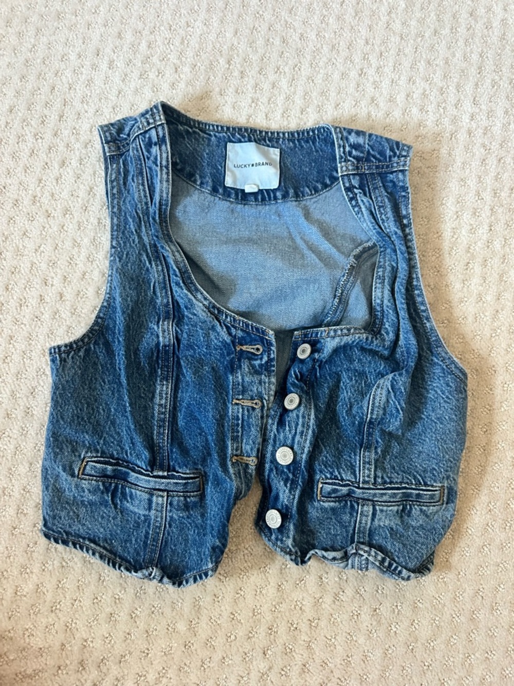 Lucky Brand Blue Denim Button Vest